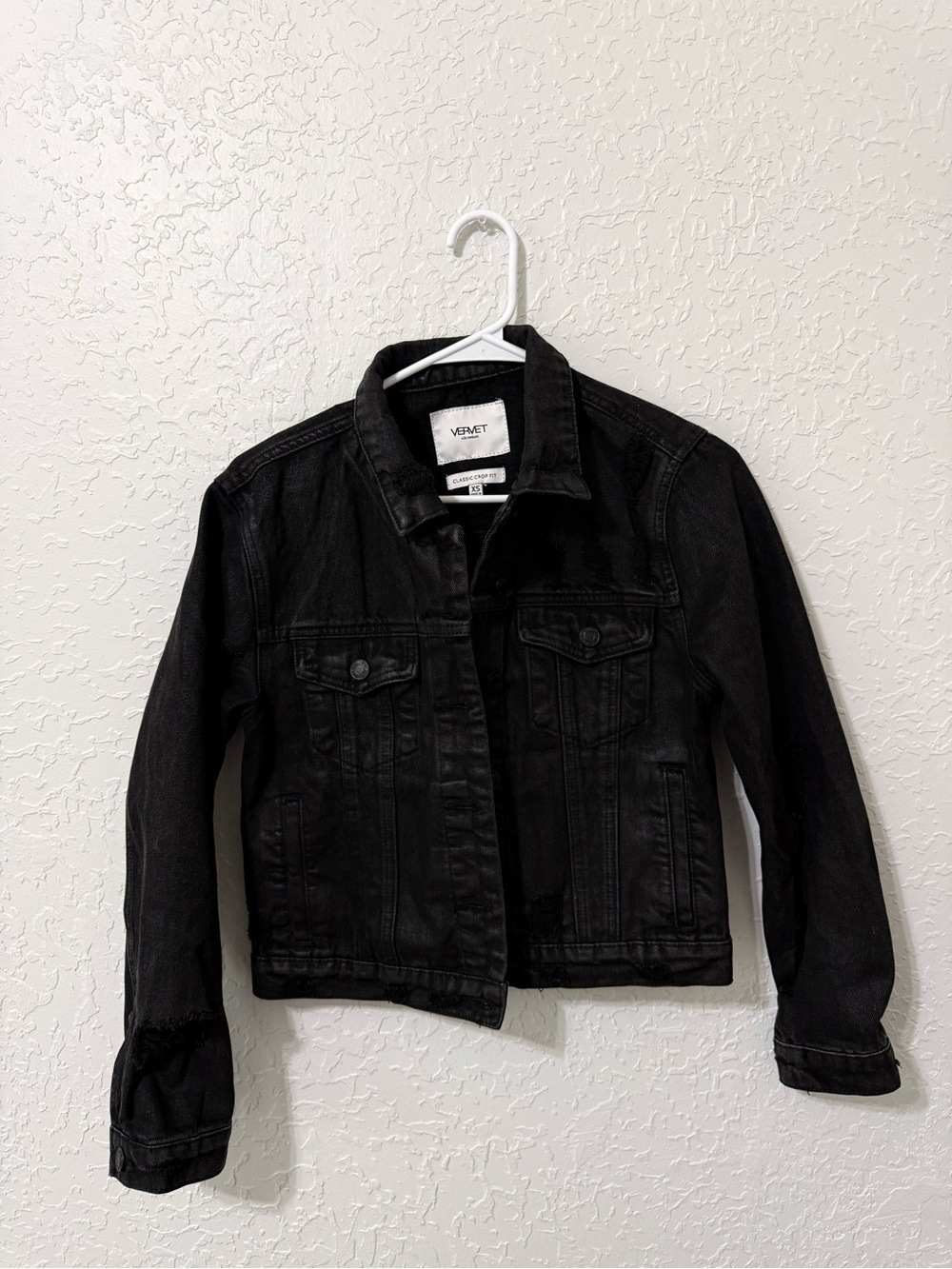 Vervet by Flying Monkey Black Denim Jean Jacket XS NWOT